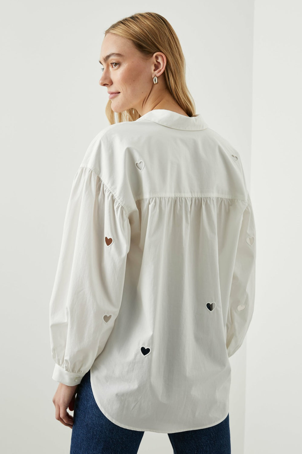 JANAE SHIRT - WHITE EYELET HEARTS| Rails on sale
