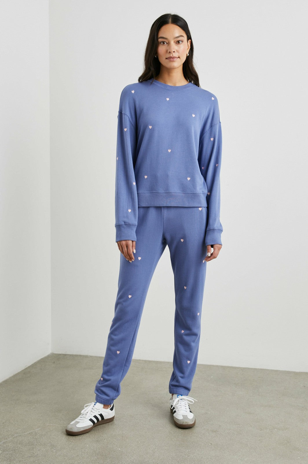 KINGSTON SWEATPANT - PINK PERIWINKLE HEARTS EMBROIDERY| Rails sale