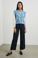 TESS SWEATER - BLUE CABLE DAISIES| Rails sale