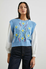 TESS SWEATER - BLUE CABLE DAISIES| Rails sale