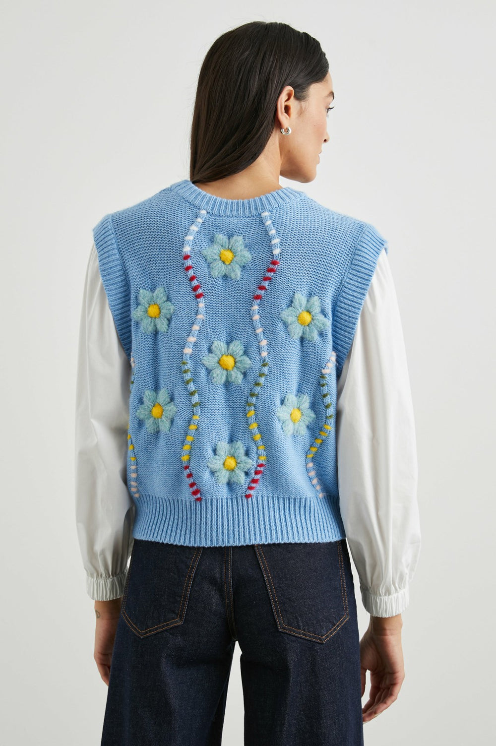 TESS SWEATER - BLUE CABLE DAISIES| Rails sale
