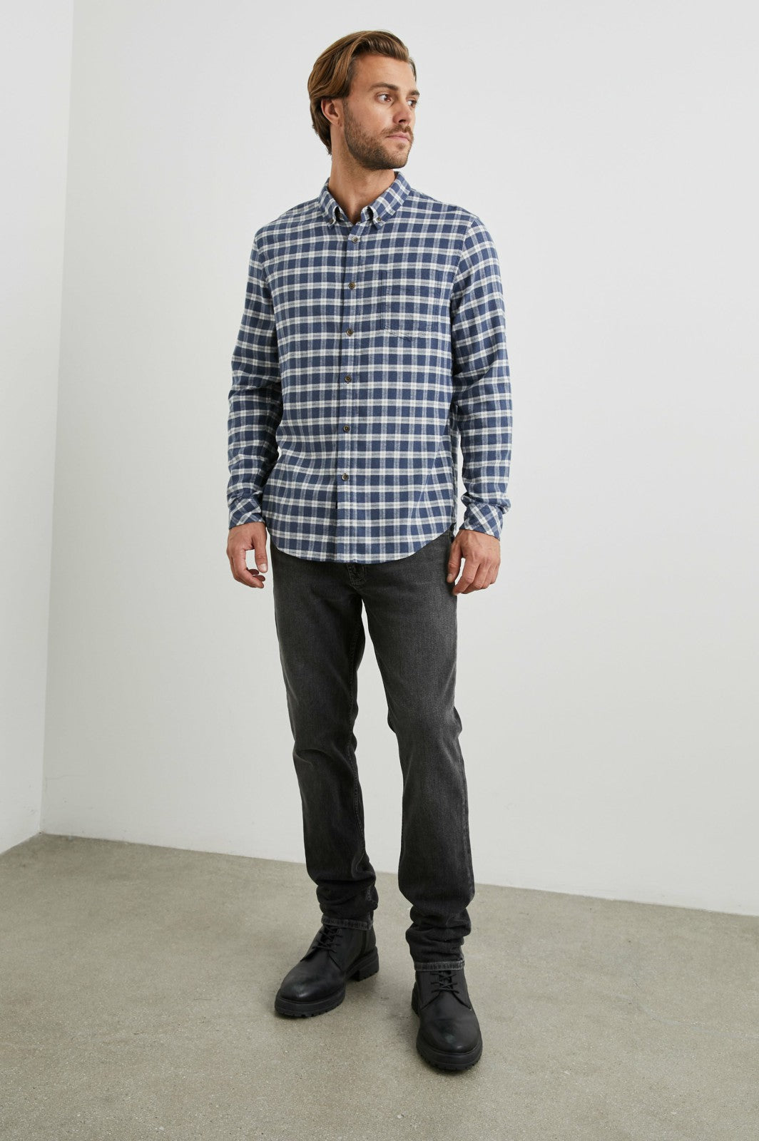 REID SHIRT - MIDNIGHT GREY MELANGE| Rails discount