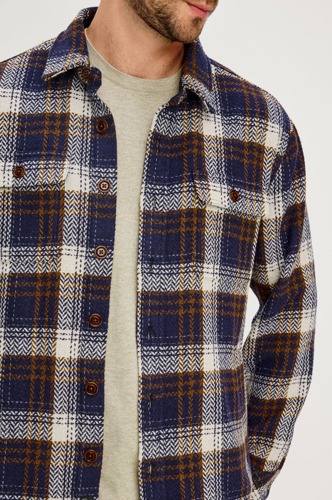 BERKSHIRE SHIRT JACKET - NAVY UMBER CREAM| Rails outlet