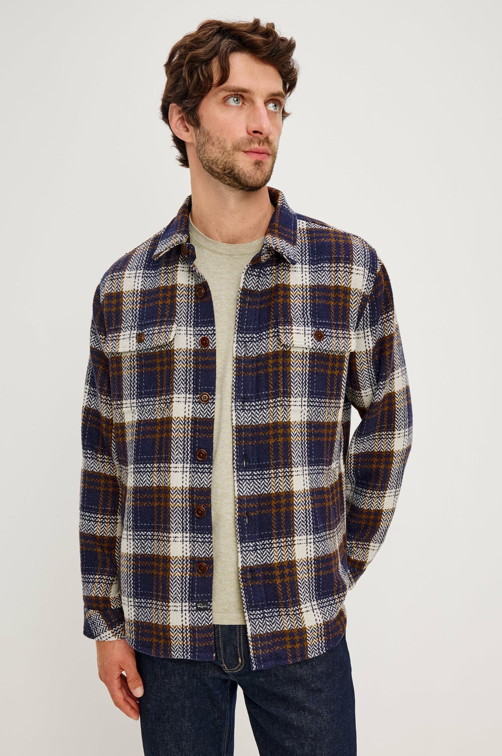 BERKSHIRE SHIRT JACKET - NAVY UMBER CREAM| Rails outlet