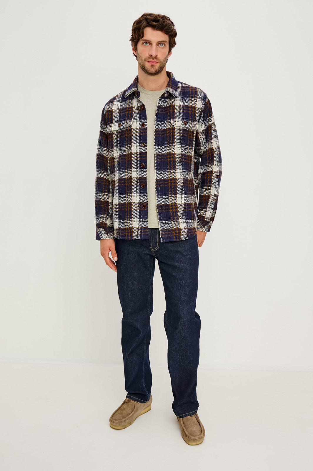 BERKSHIRE SHIRT JACKET - NAVY UMBER CREAM| Rails outlet