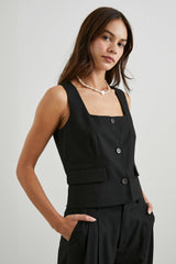 GUILIA VEST - BLACK TWILL| Rails online