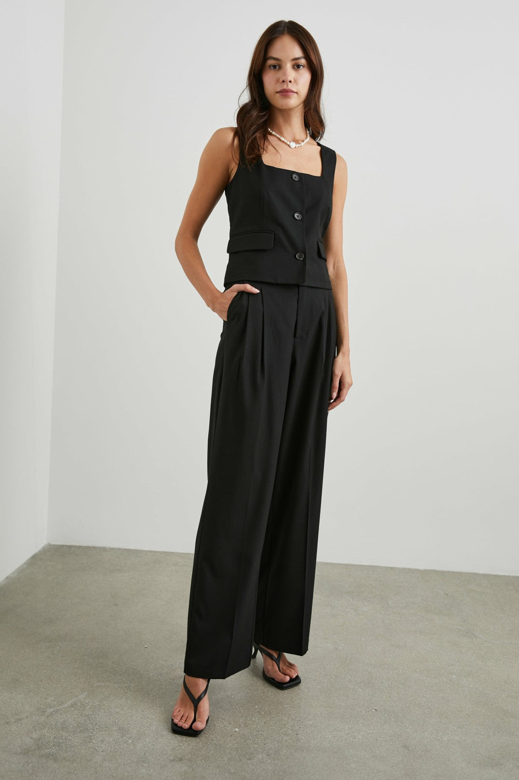 GUILIA VEST - BLACK TWILL| Rails online