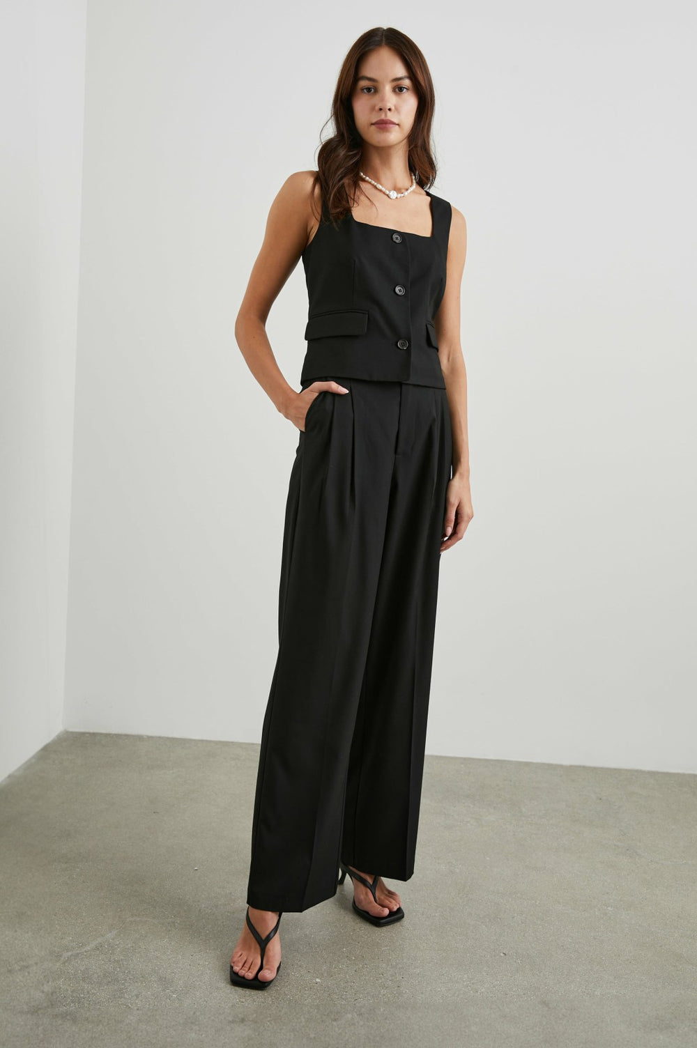 GUILIA VEST - BLACK TWILL| Rails online
