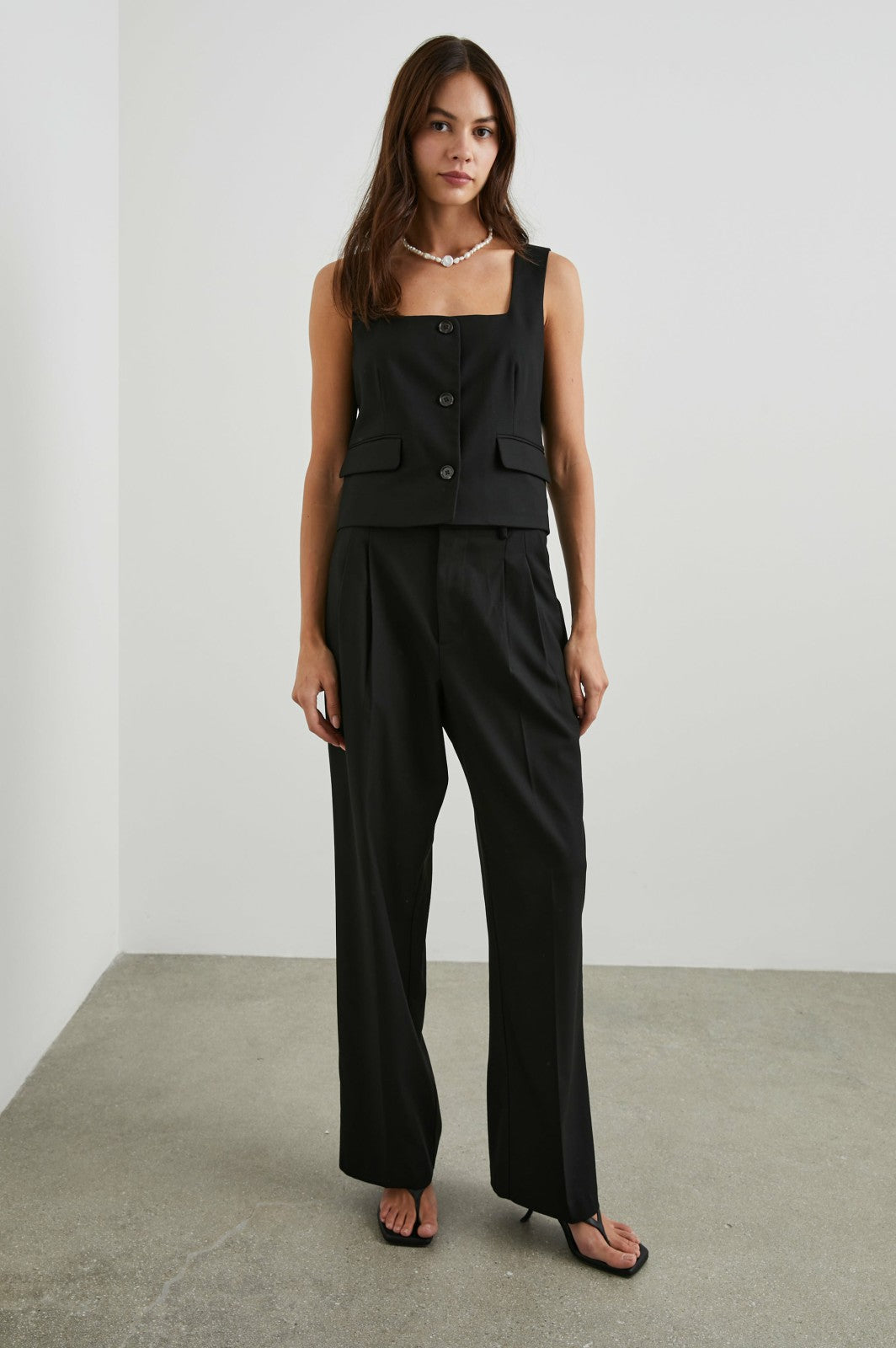 GUILIA VEST - BLACK TWILL| Rails online