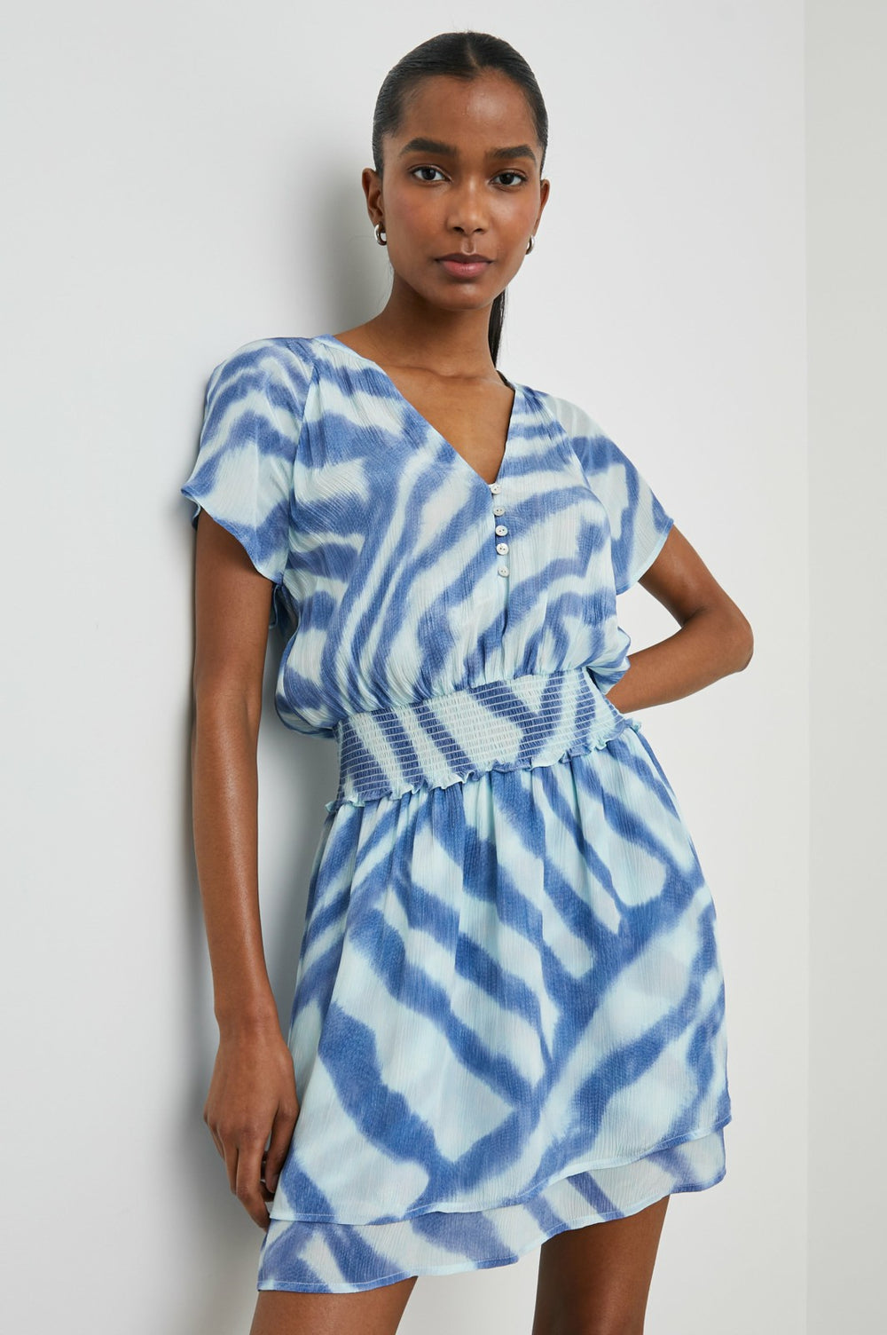 KARLA DRESS - BLUE WATERCOLOR STRIPES| Rails online
