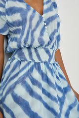 KARLA DRESS - BLUE WATERCOLOR STRIPES| Rails online