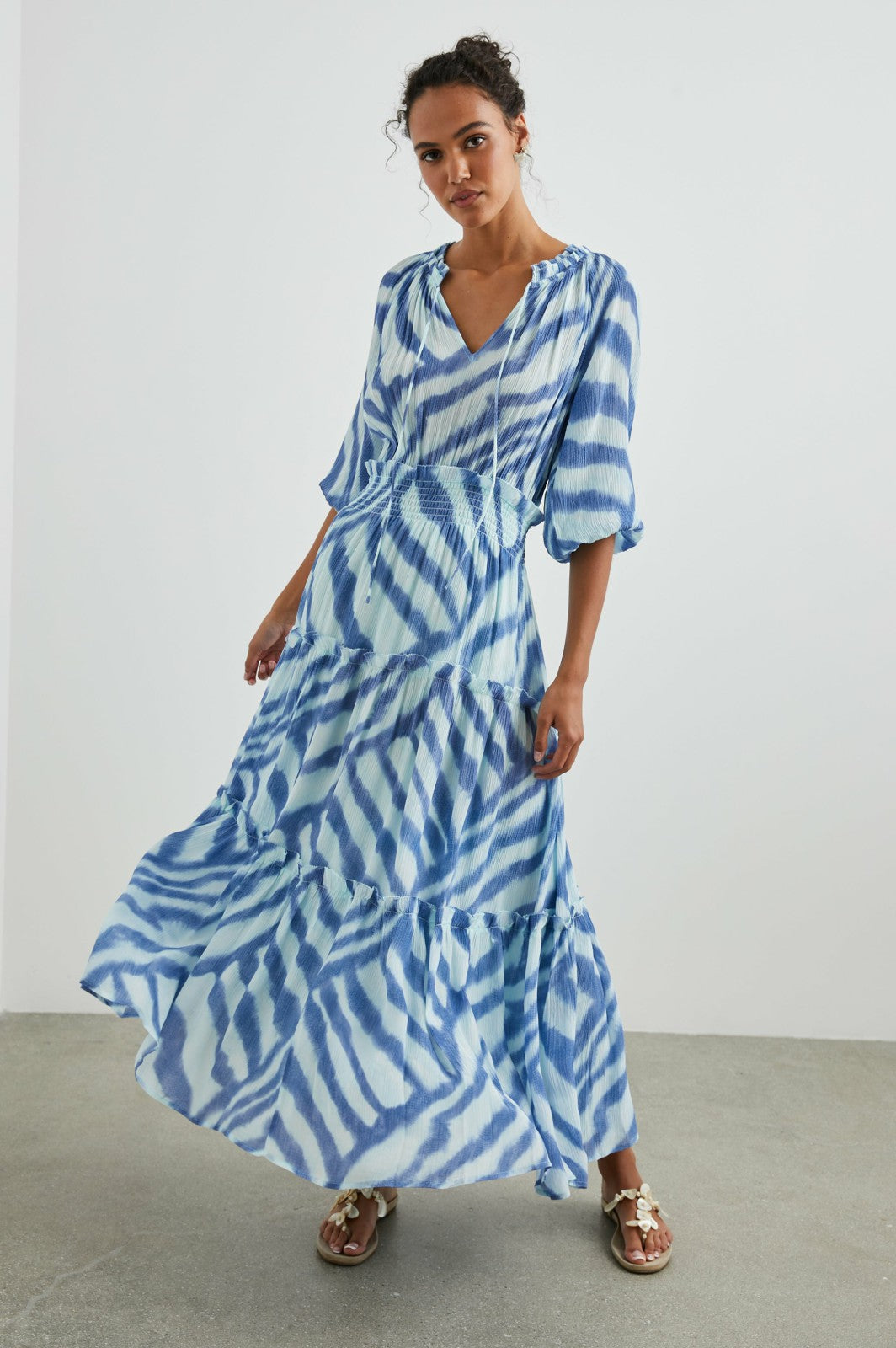 CATERINE DRESS - BLUE WATERCOLOR STRIPES| Rails US