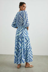 CATERINE DRESS - BLUE WATERCOLOR STRIPES| Rails US
