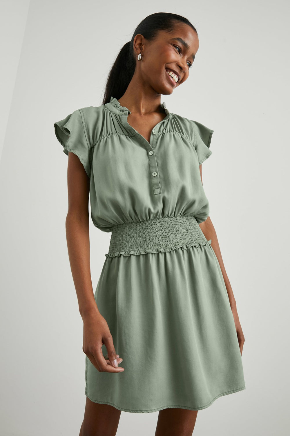 AMINA DRESS - SAGE DENIM| Rails online