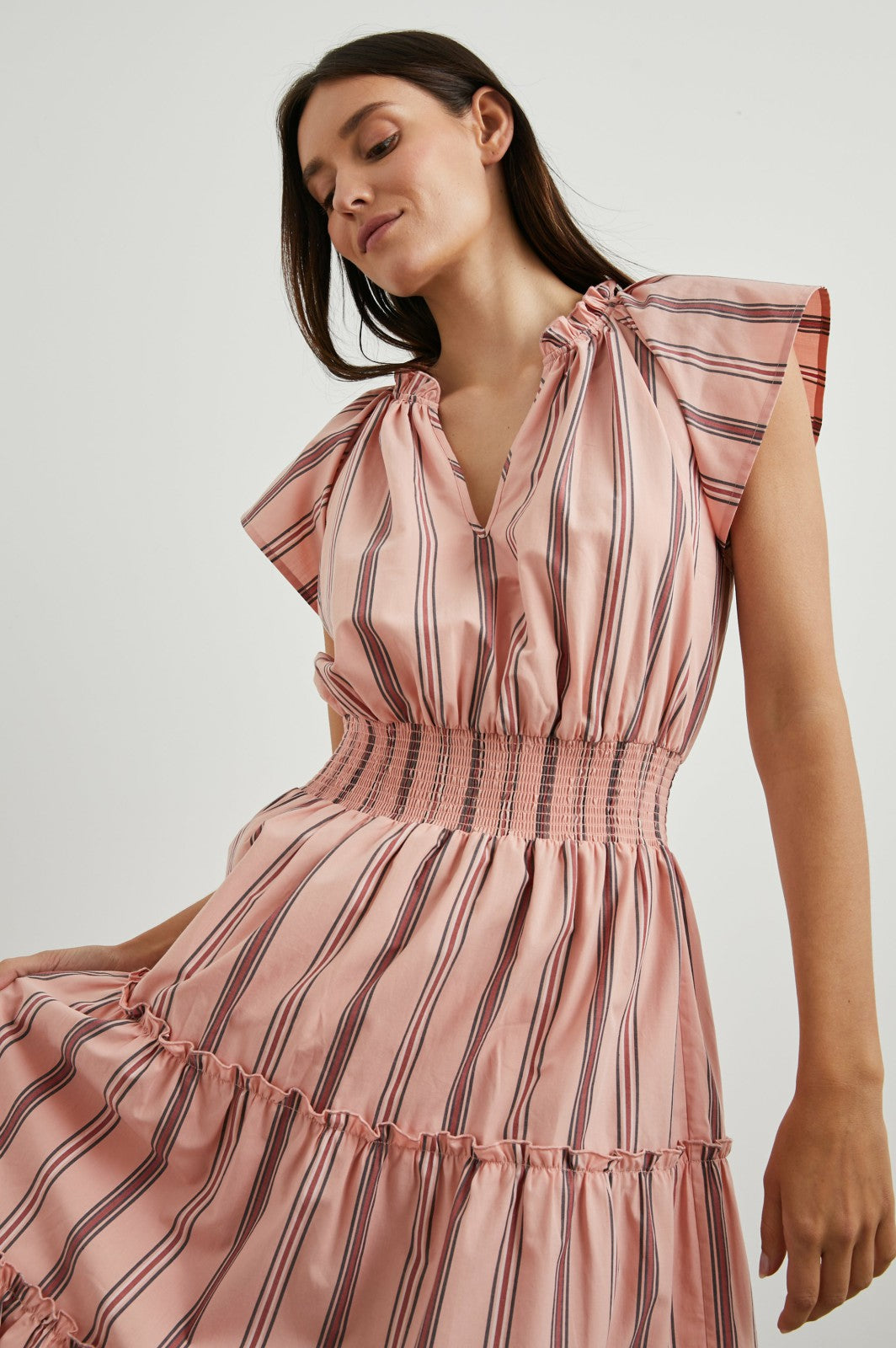 AMELLIA DRESS - CORAL NAVY STRIPE| Rails sale