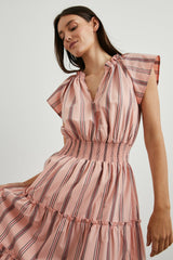 AMELLIA DRESS - CORAL NAVY STRIPE| Rails sale