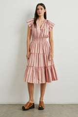 AMELLIA DRESS - CORAL NAVY STRIPE| Rails sale