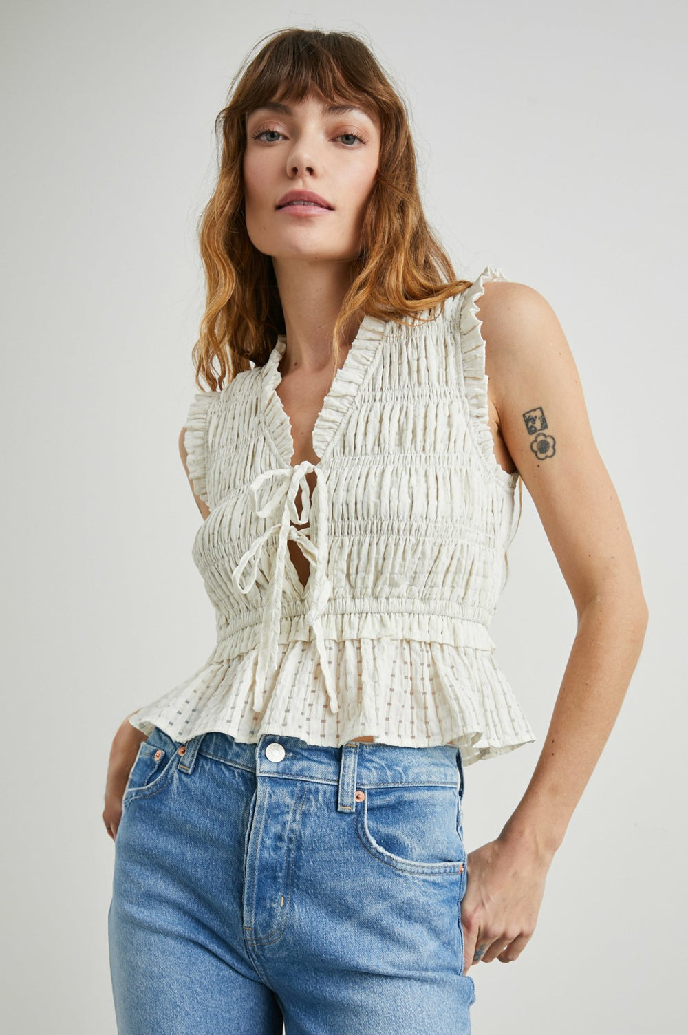 MARTINE TOP - IVORY SEERSUCKER| Rails online
