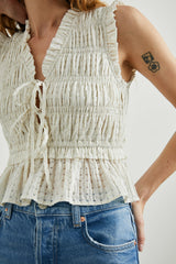 MARTINE TOP - IVORY SEERSUCKER| Rails online