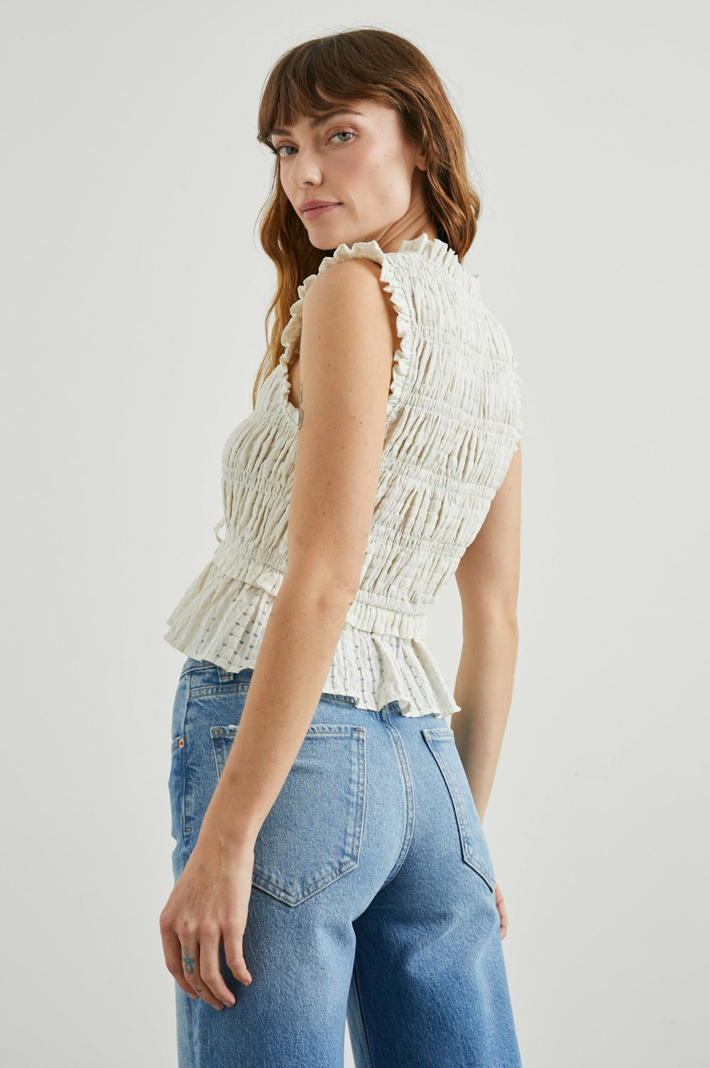 MARTINE TOP - IVORY SEERSUCKER| Rails online