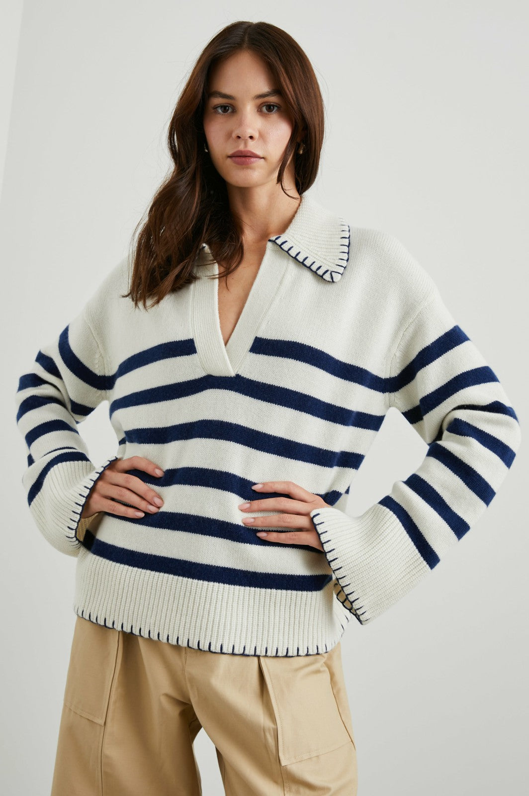 ATHENA SWEATER - IVORY NAVY STRIPE| Rails on sale