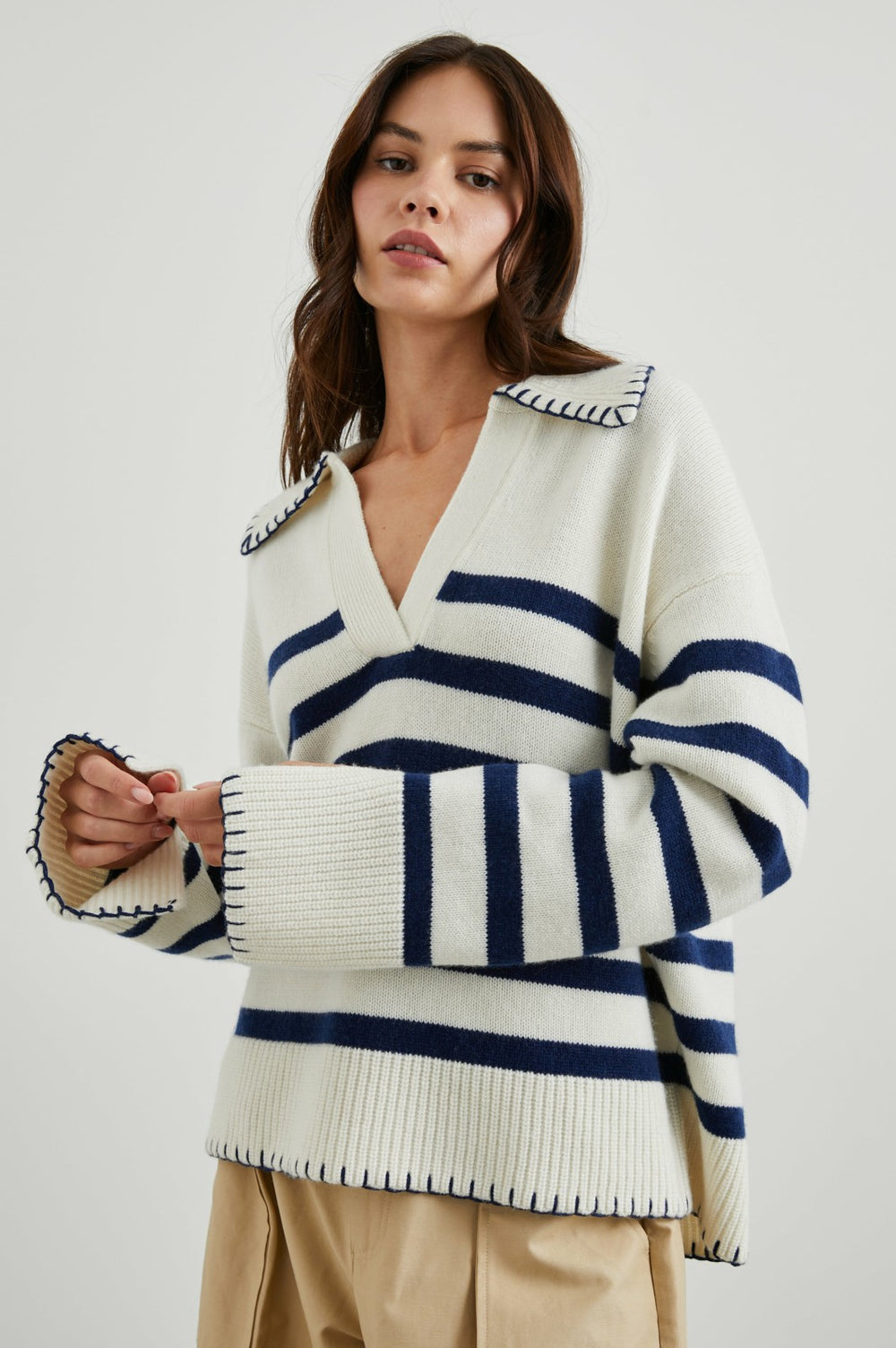 ATHENA SWEATER - IVORY NAVY STRIPE| Rails on sale