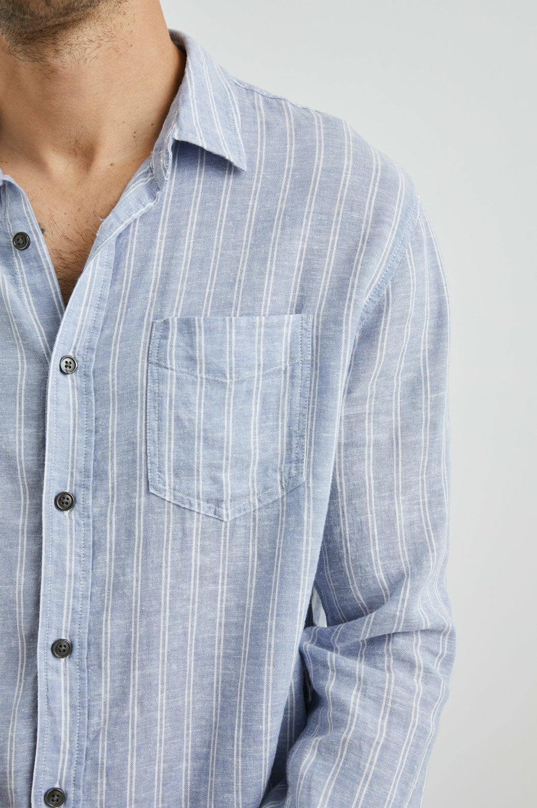 CONNOR SHIRT - DENIM WHITE PINSTRIPE| Rails online