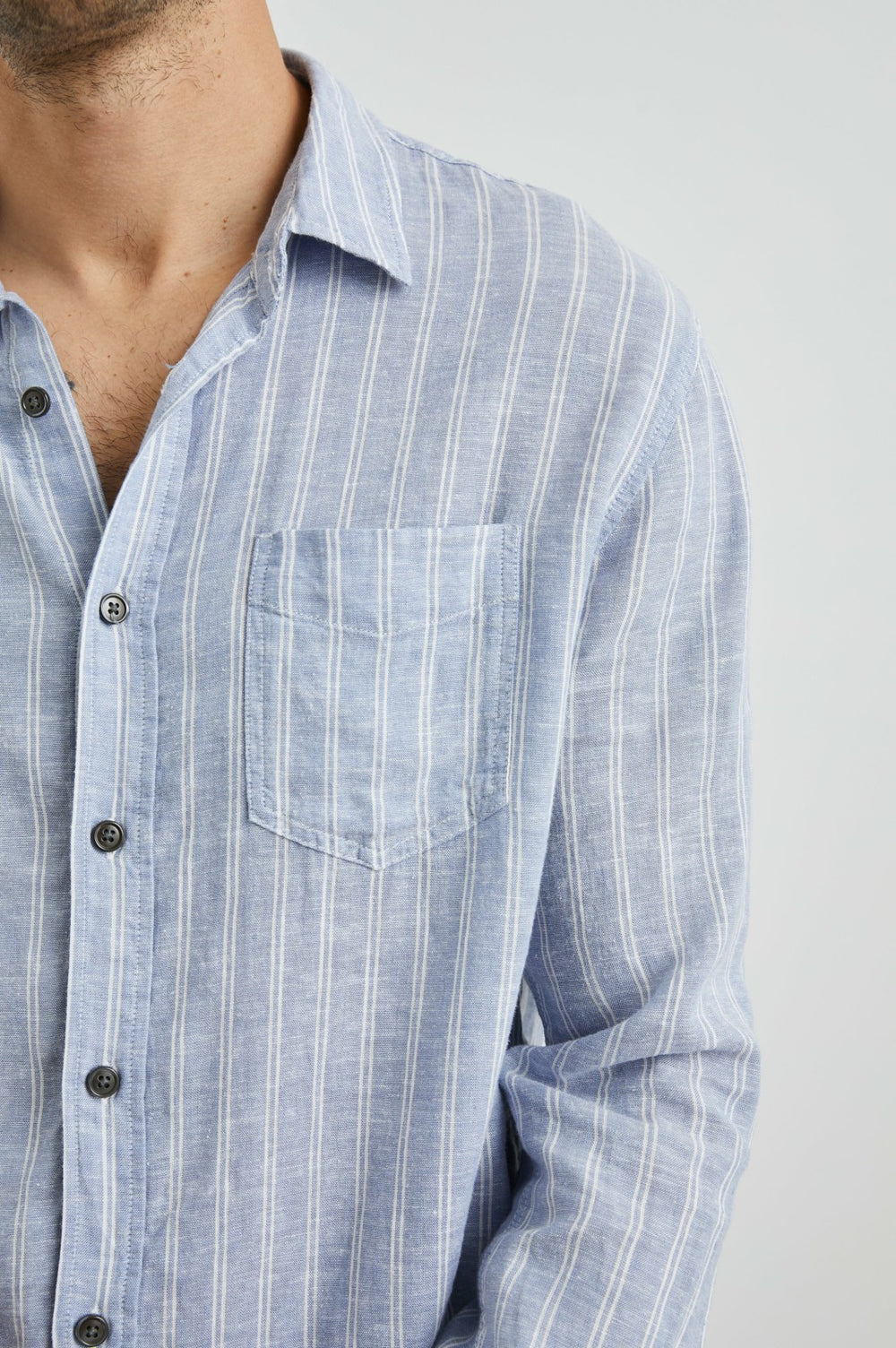 CONNOR SHIRT - DENIM WHITE PINSTRIPE| Rails online