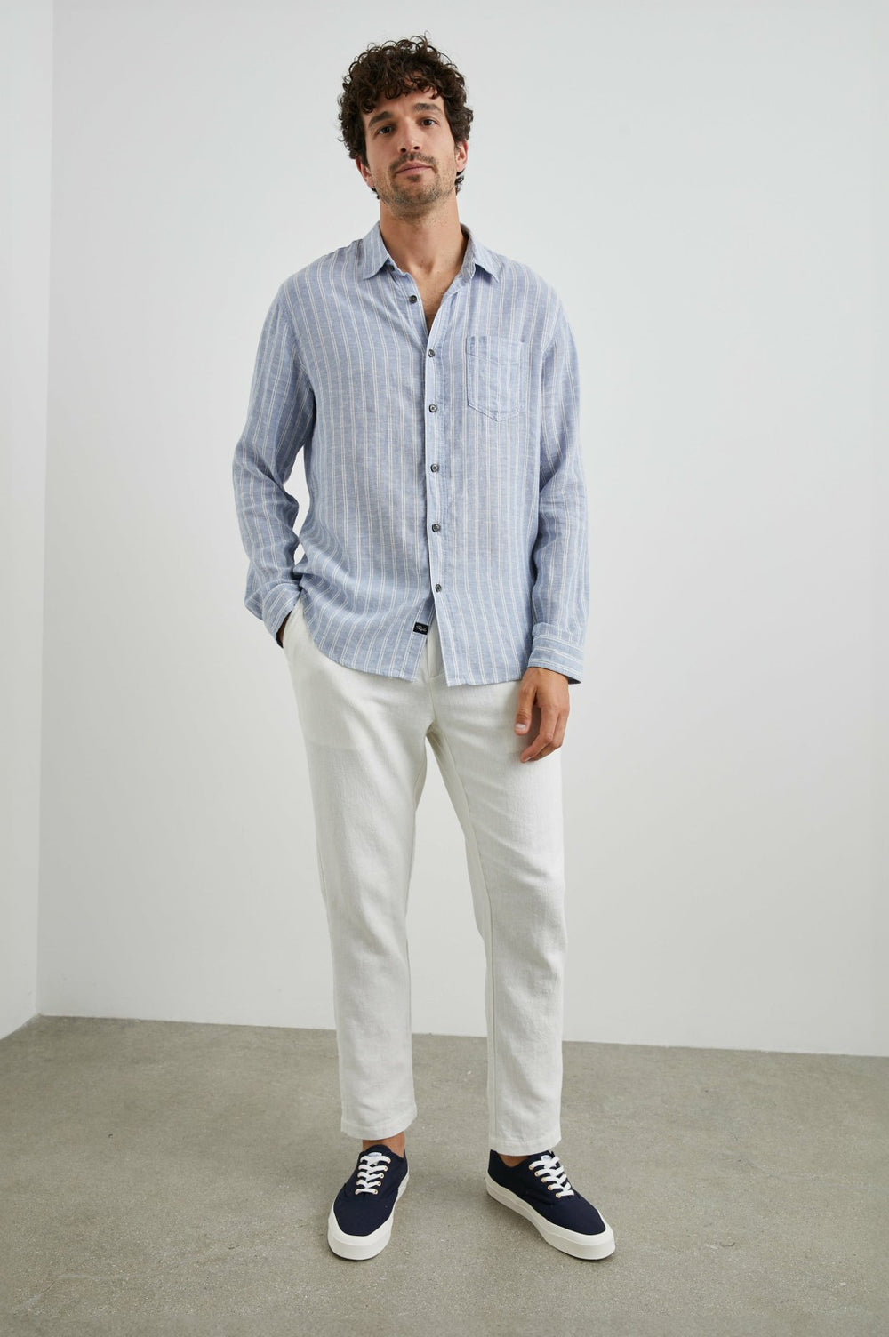 CONNOR SHIRT - DENIM WHITE PINSTRIPE| Rails online