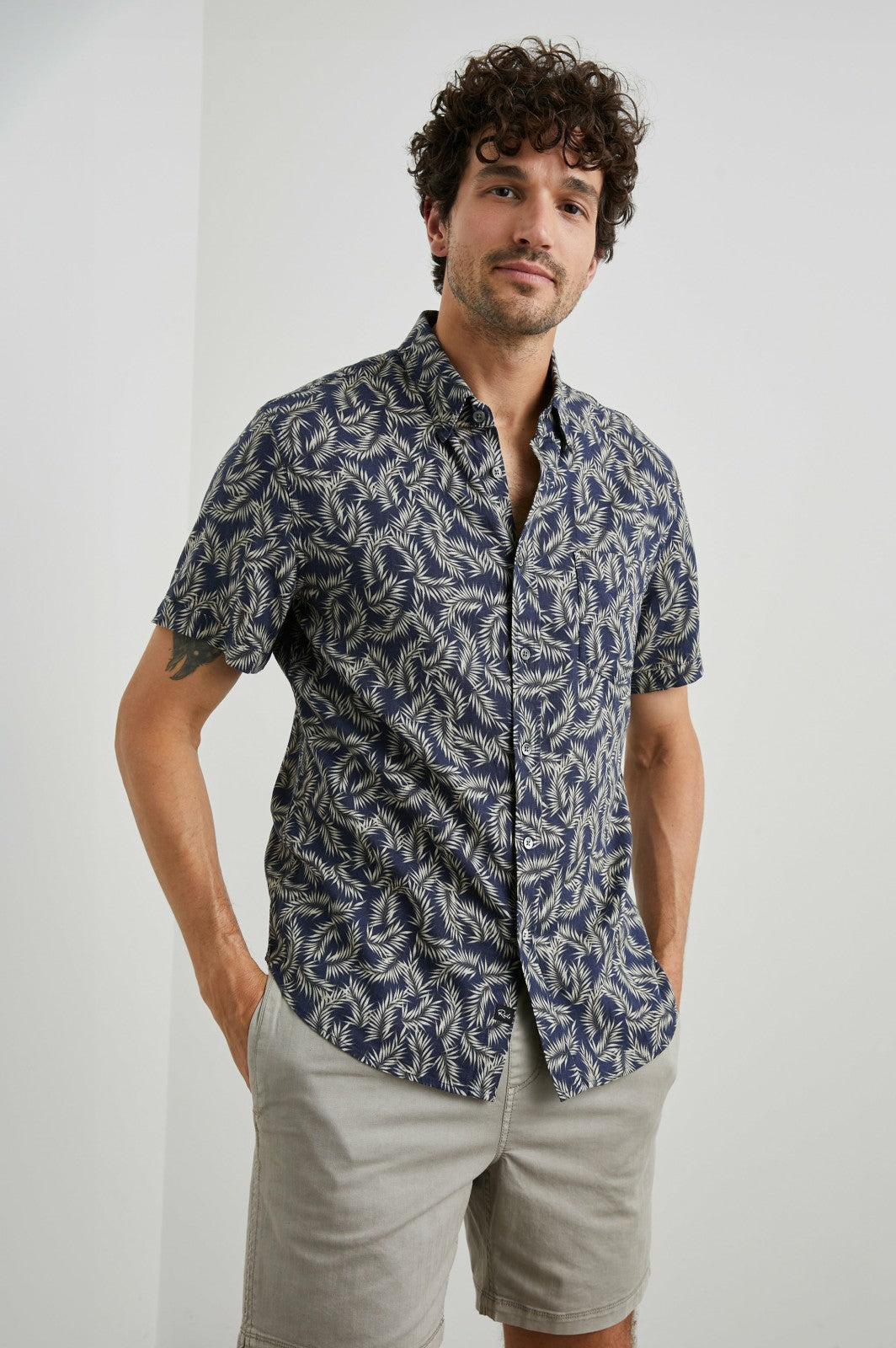 CARSON SHIRT - PALM AMERICANO NAVY| Rails online