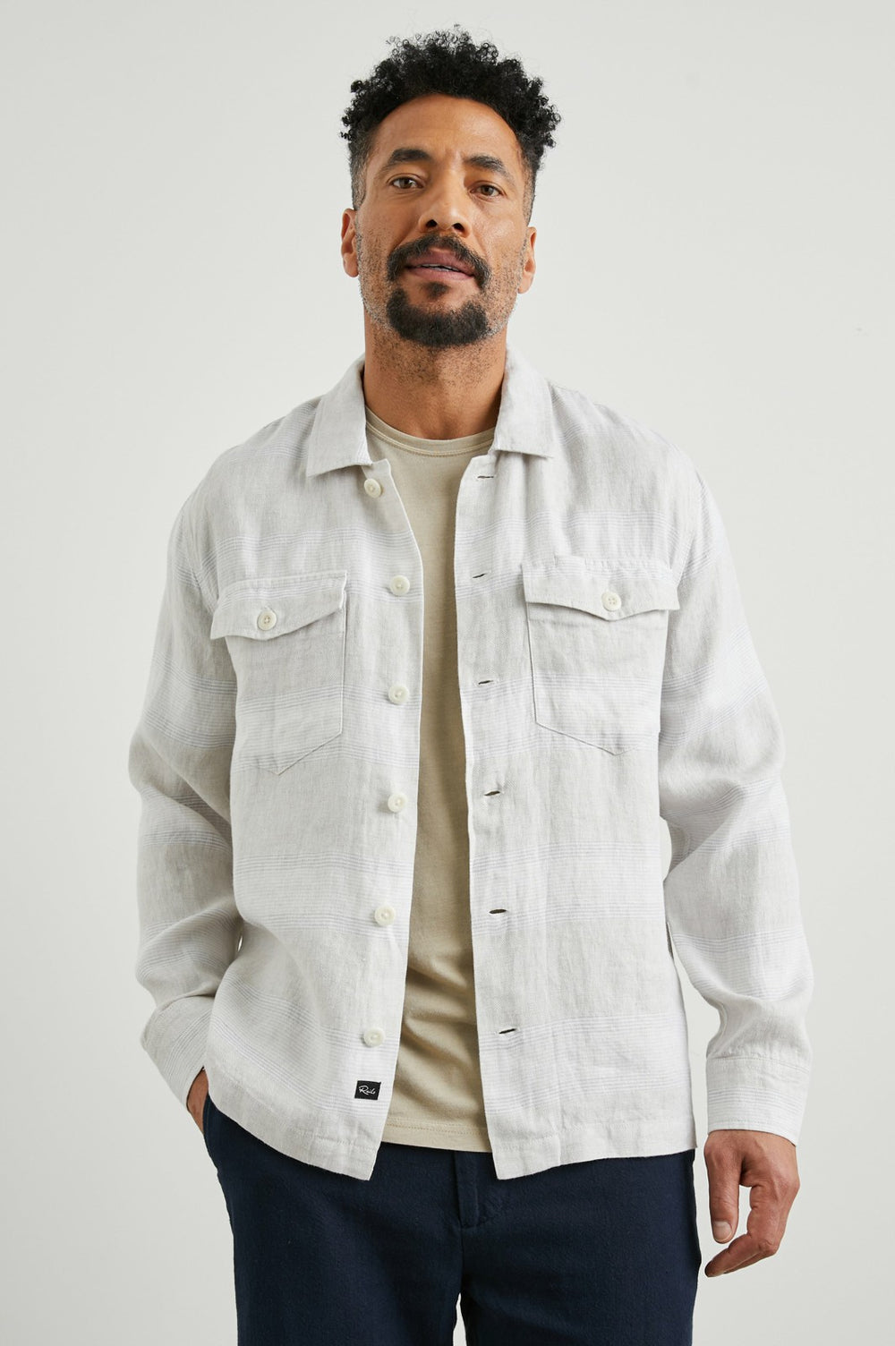KEROUAC SHIRT JACKET - WICKER GRAPHITE STRIPE| Rails discount