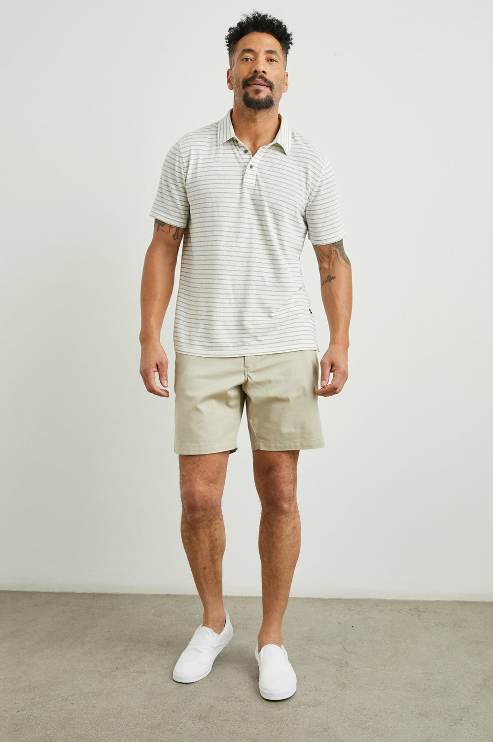 NAPOLI POLO SHIRT - CREAM BARLEY STRIPE| Rails near me