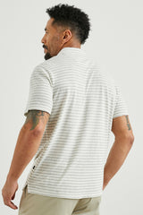 NAPOLI POLO SHIRT - CREAM BARLEY STRIPE| Rails near me