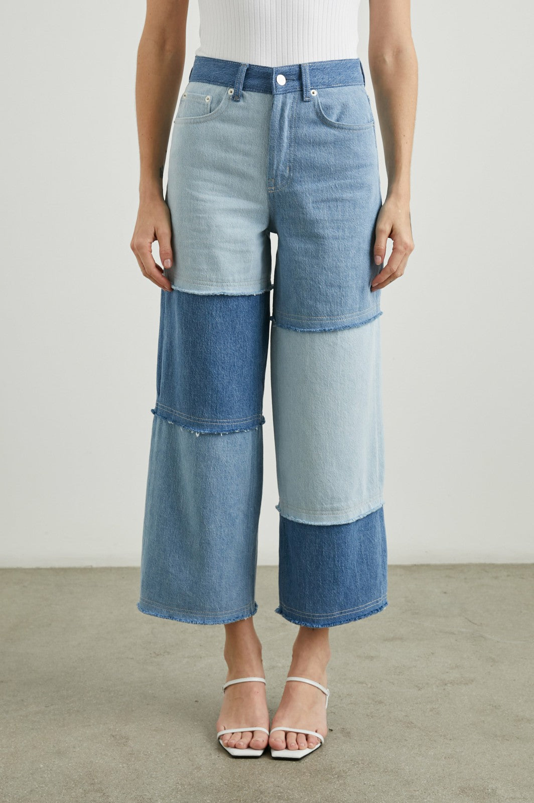 GETTY CROP WIDE LEG - LIGHT INDIGO PATCHWORK| Rails US
