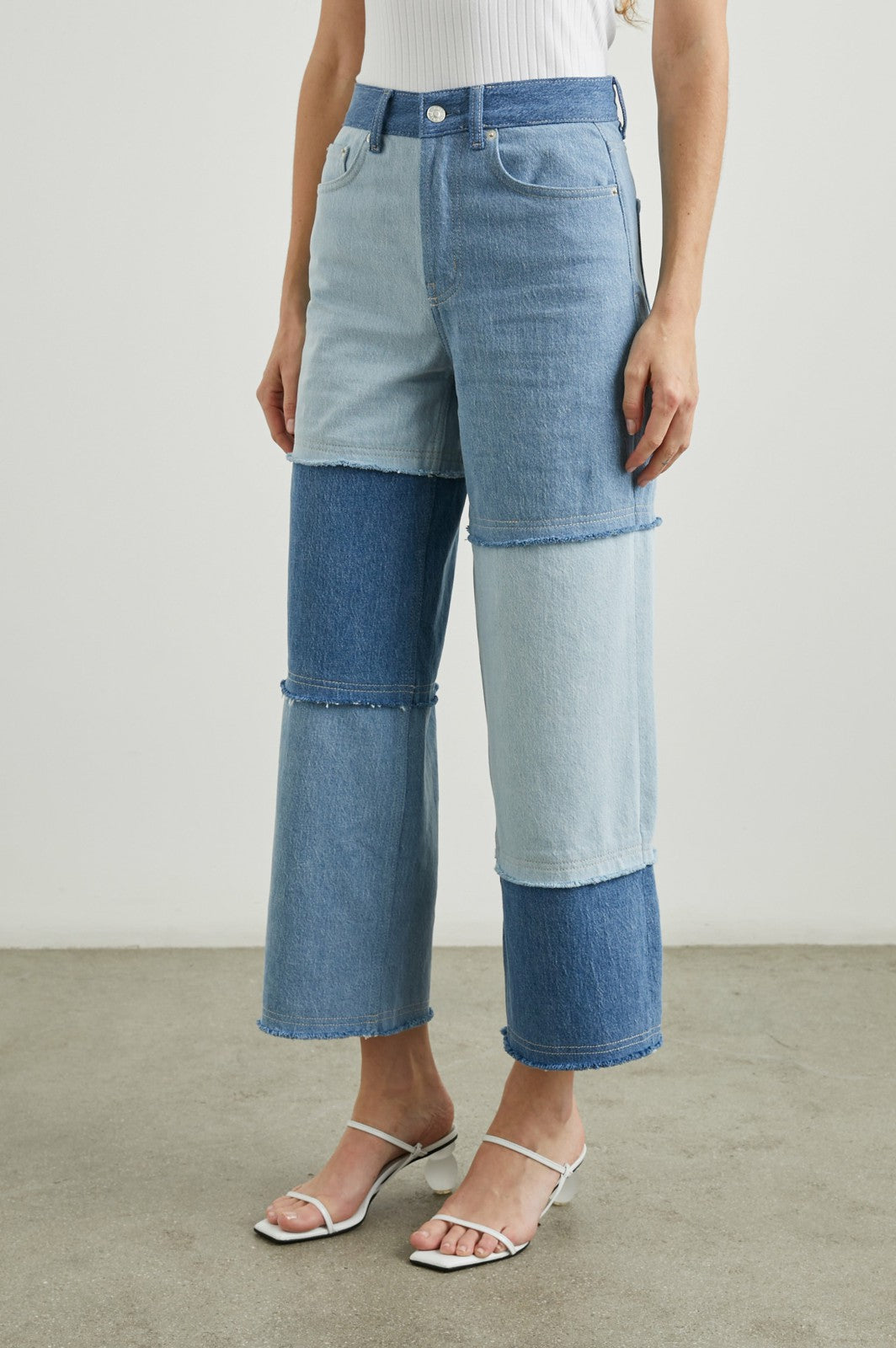 GETTY CROP WIDE LEG - LIGHT INDIGO PATCHWORK| Rails US