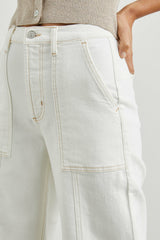 GETTY CROP UTILITY WIDE LEG - VINTAGE ECRU CONTRAST STITCH| Rails US