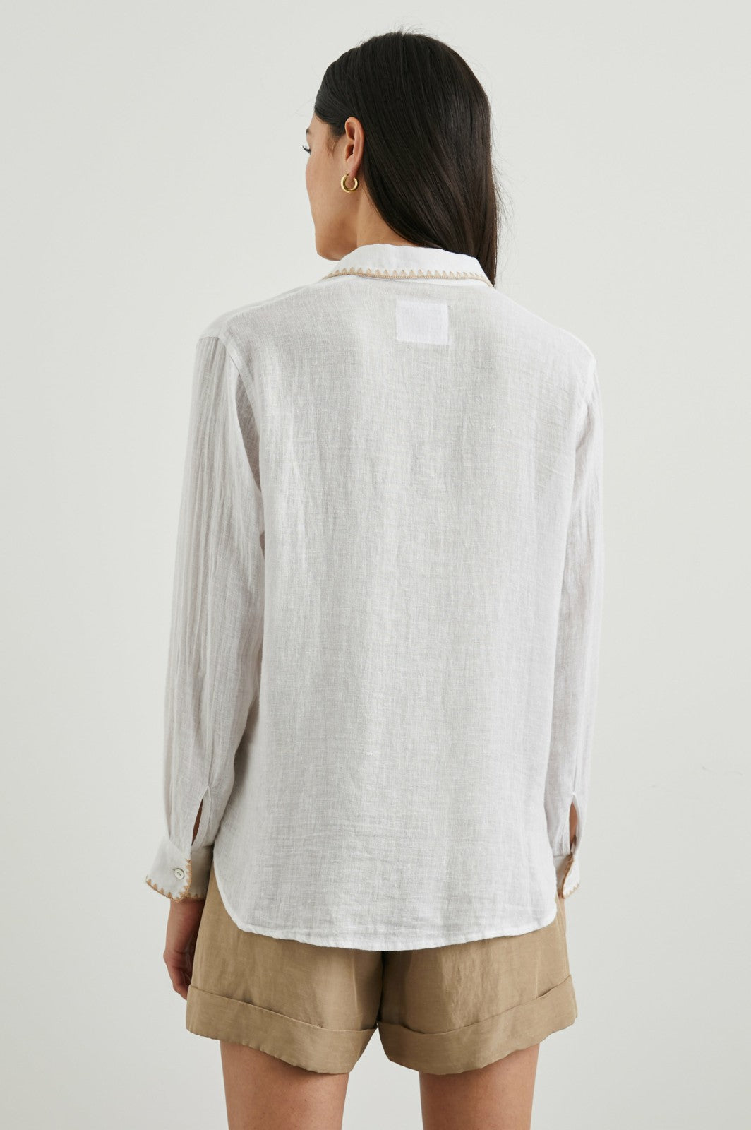 CHARLI SHIRT - WHITE BLANKET STITCH| Rails US
