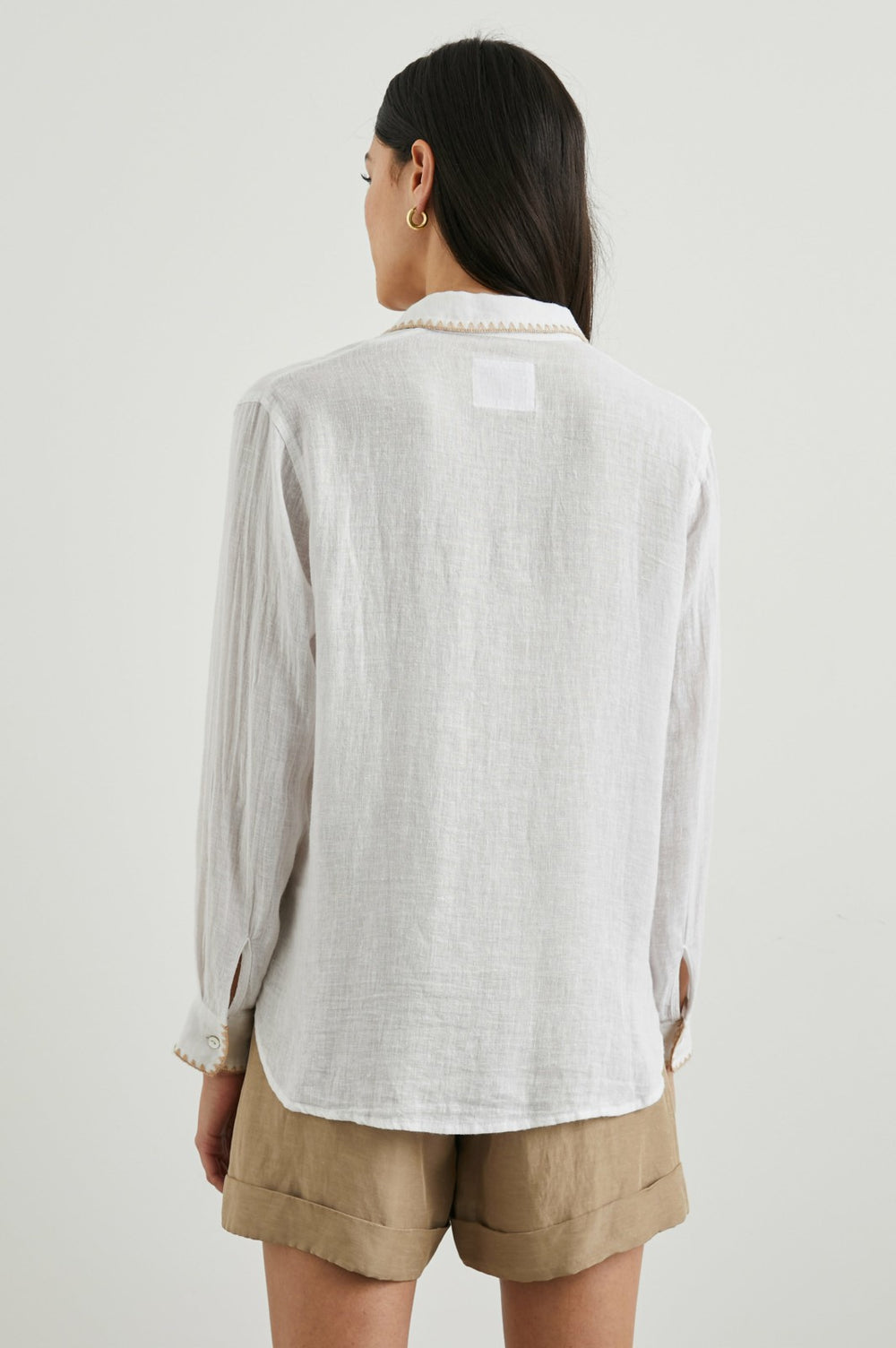 CHARLI SHIRT - WHITE BLANKET STITCH| Rails US