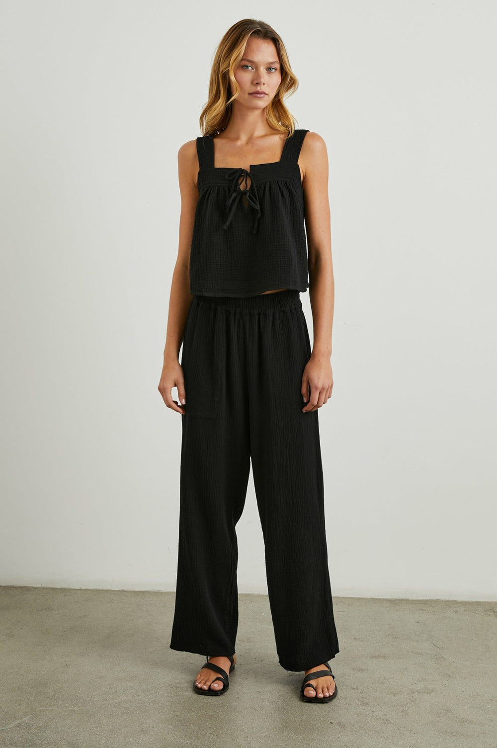 ENYA TOP - BLACK GAUZE| Rails discount