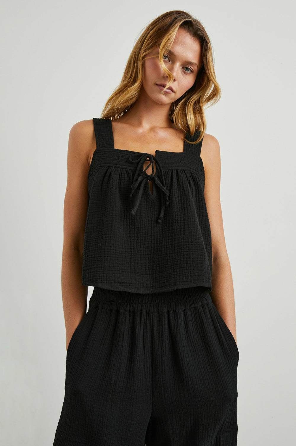 ENYA TOP - BLACK GAUZE| Rails discount