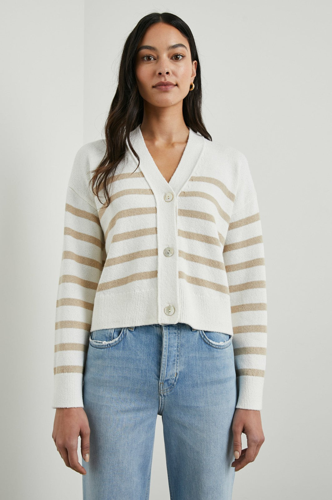 GENEVA CARDIGAN - SAND STRIPE| Rails on sale