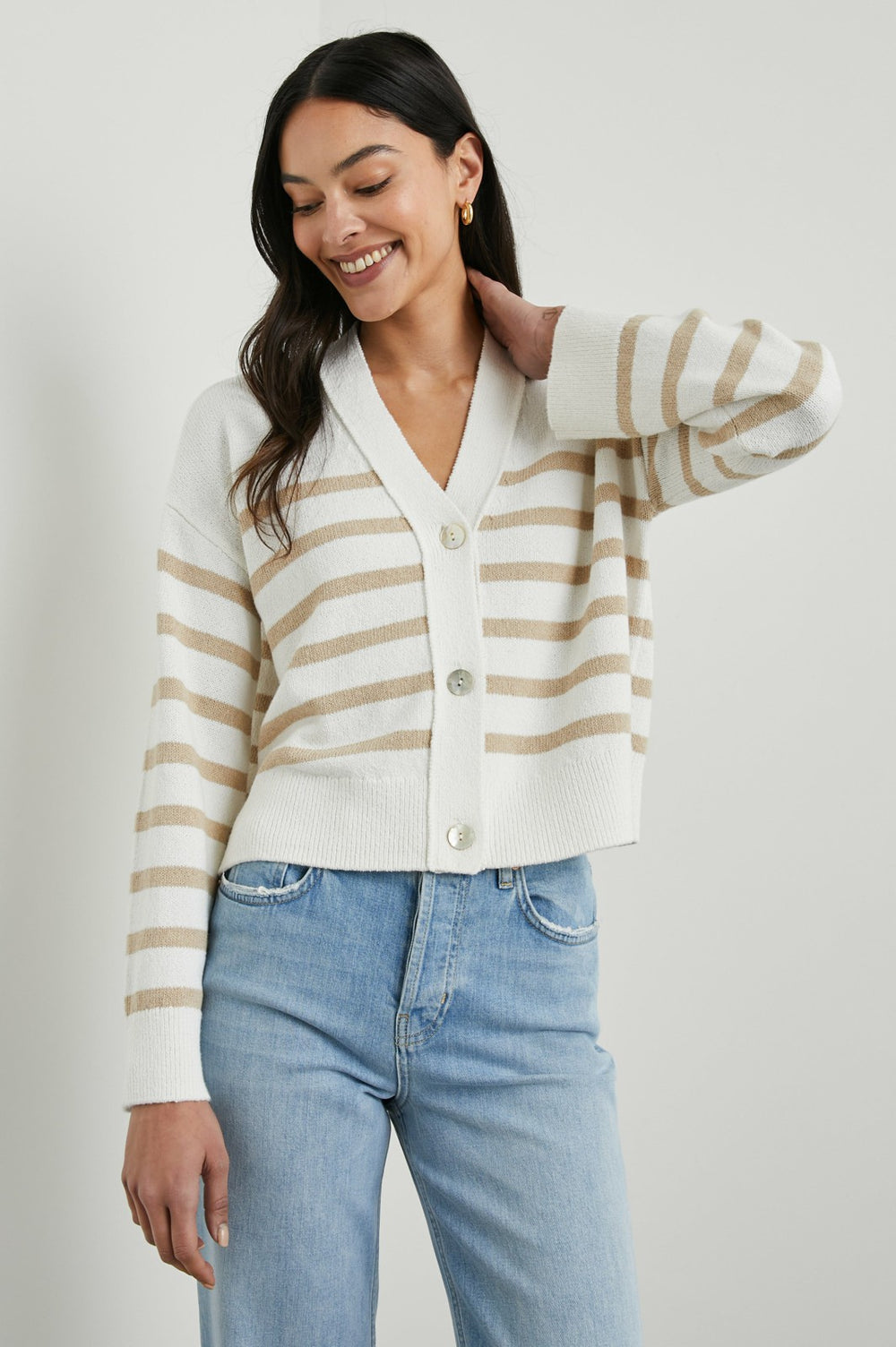 GENEVA CARDIGAN - SAND STRIPE| Rails on sale
