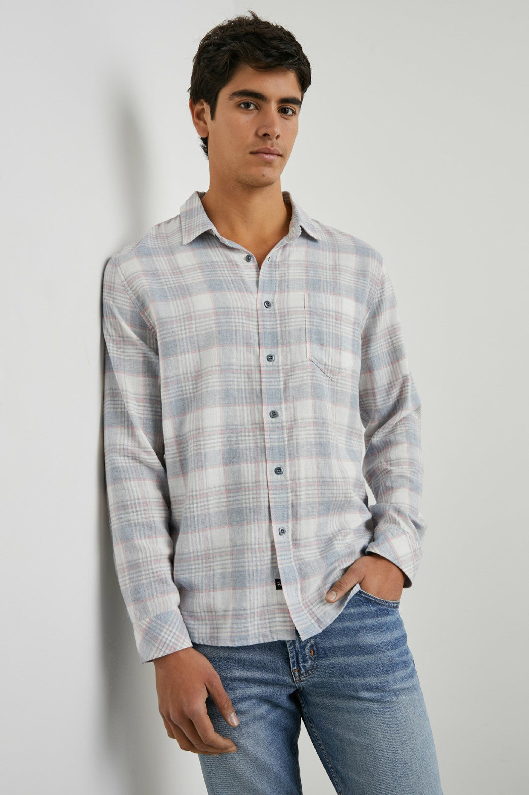 WYATT SHIRT - COBALT FLAMINGO MELANGE| Rails near me