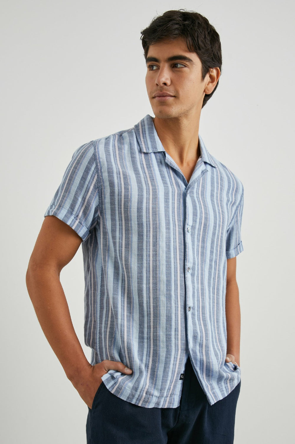AMALFI SHIRT - POWDER COBALT STRIPE| Rails near me