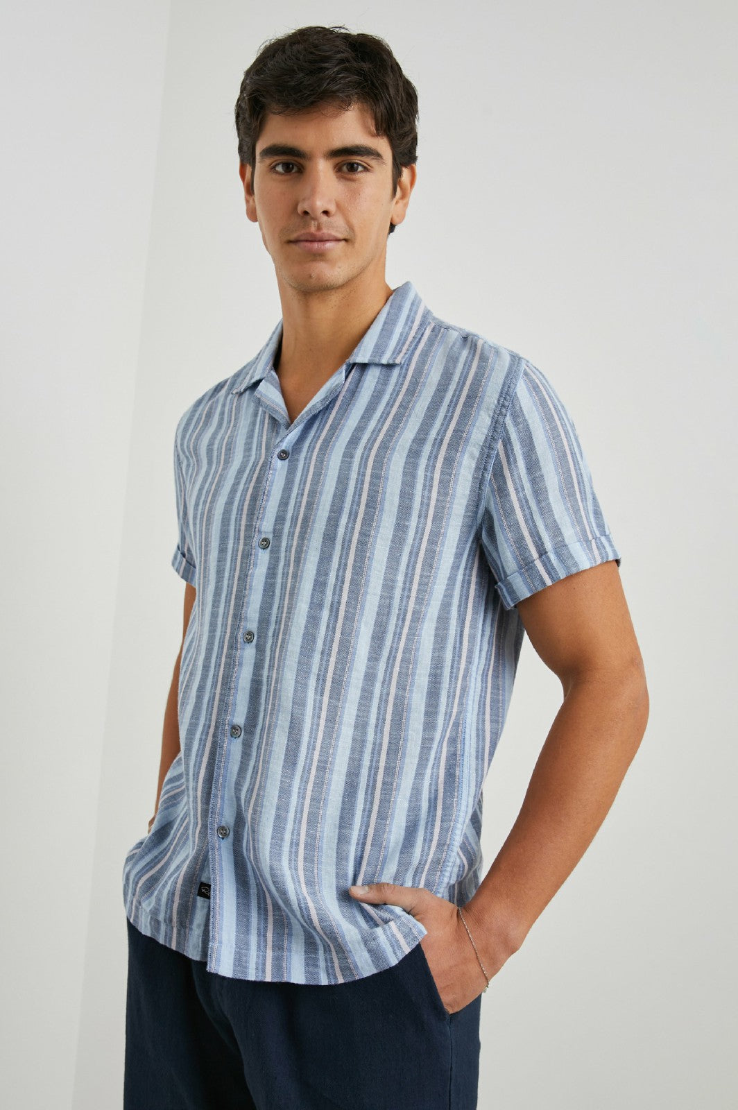 AMALFI SHIRT - POWDER COBALT STRIPE| Rails near me