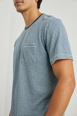 VALENCIA T-SHIRT - CERULEAN SKY STRIPE| Rails online