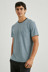 VALENCIA T-SHIRT - CERULEAN SKY STRIPE| Rails online