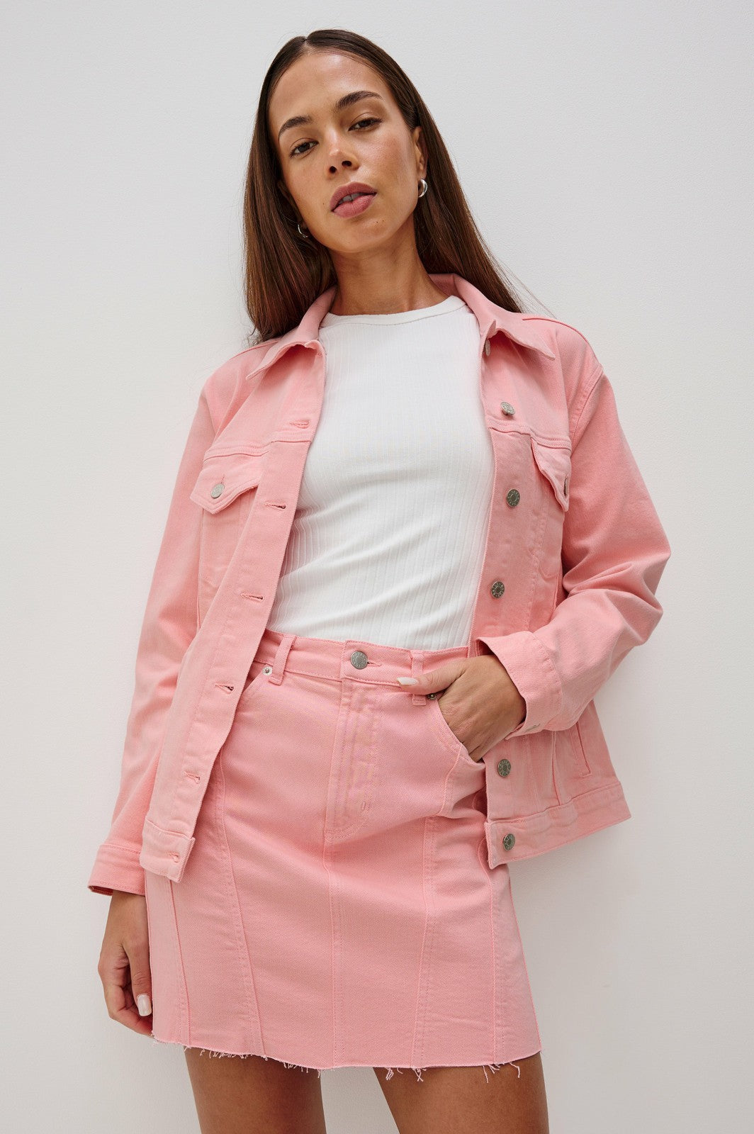 GROVE BOYFRIEND TRUCKER JACKET - BUBBLE GUM| Rails near me