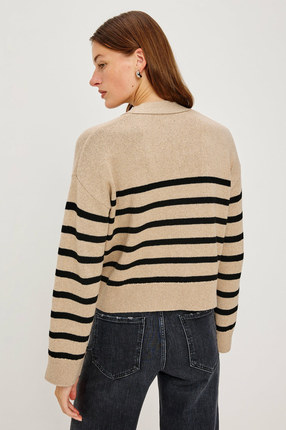 GENEVA CARDIGAN - OATMEAL BLACK STRIPE| Rails online