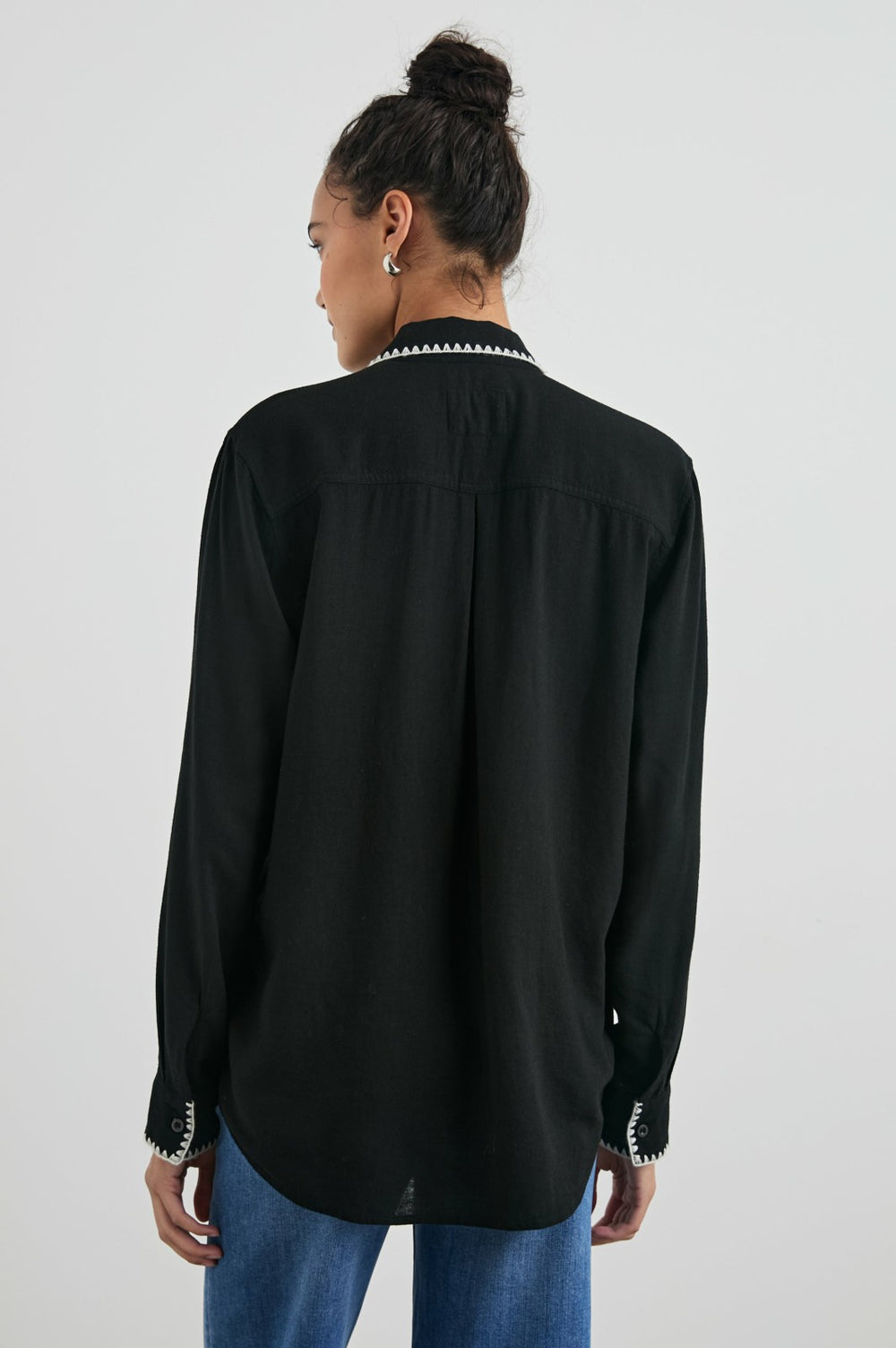CHARLI SHIRT - BLACK BLANKET STITCH| Rails near me